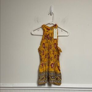 Rachel Zoe Blouse Size S Orange Halter Sleeveless Smocked